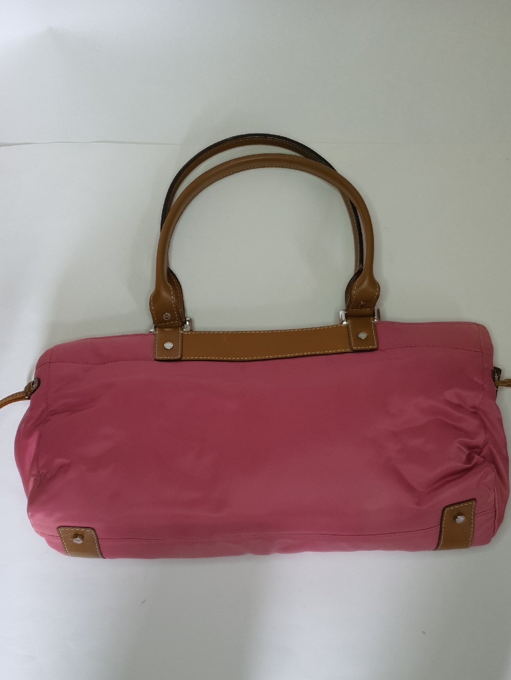 Vintage Kate Spade Satin Pink Shoulder Tote with Tan Leather Trim